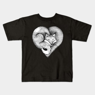 Fox Heart - Tattoo Style Fox in a Heart T-Shirt Kids T-Shirt